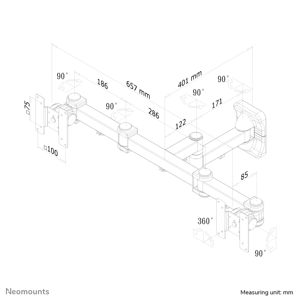 Neomounts FPMA-W960D Dual monitor/TV mount wall 10-27" - full motion